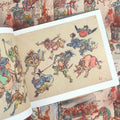 Inside pages of Kyosai featuring colorful depictions of demons.