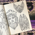 Inside pages of Aaron Francione - Lines Vol. 3 featuring bat-related traditional outlines.
