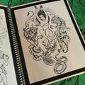 Nude girl with a lion, tiger and snake from Line Drawings and Sketches by Pinky Yun Vol 2.