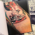 Inside page of Dan Smith - You'll Never Walk Alone high lighting a realistic tattoo of Jordan Shoe.